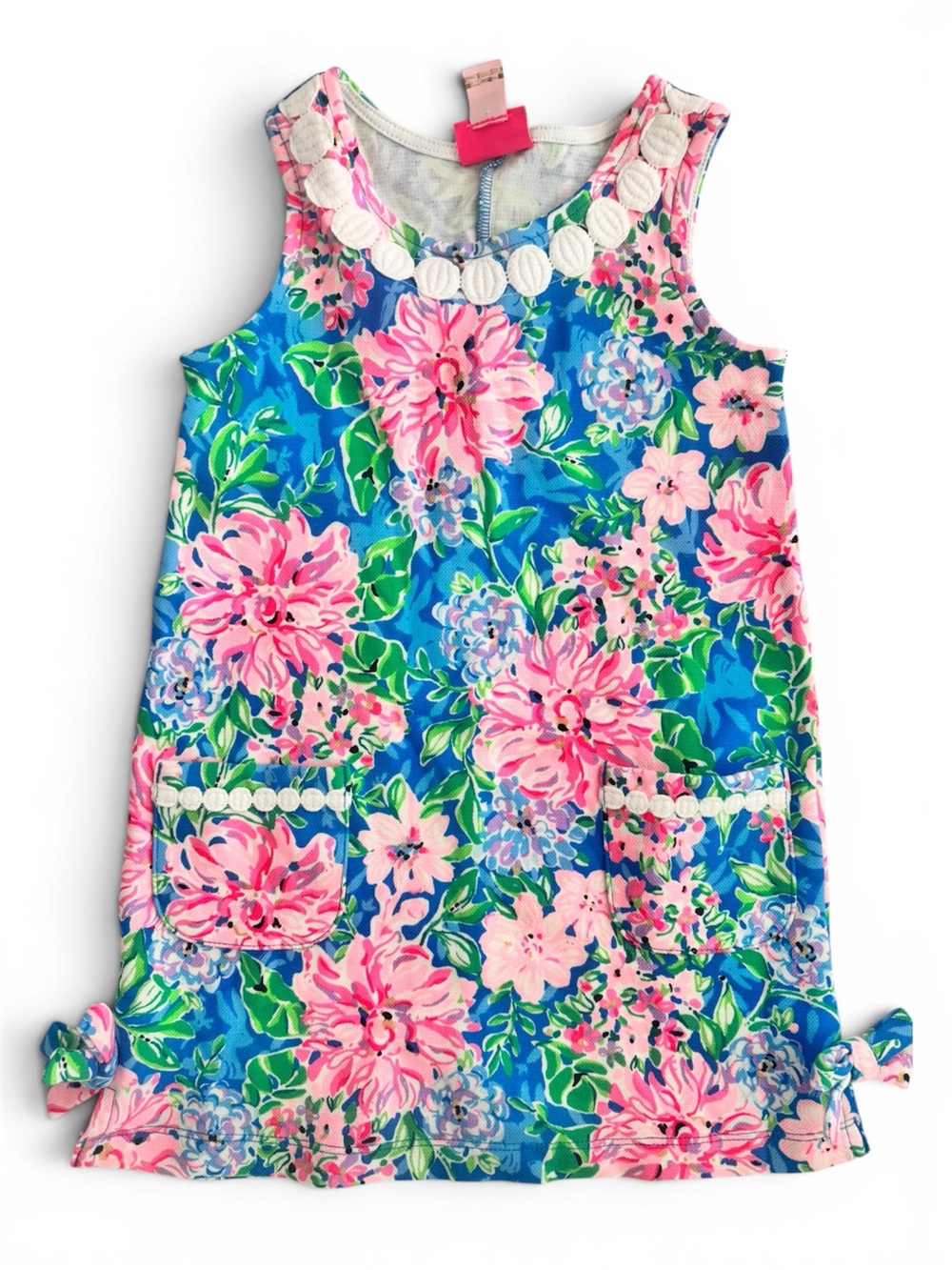 Lilly Pulitzer Blue Floral Sleeveless Cotton Dress with Pink Flowers